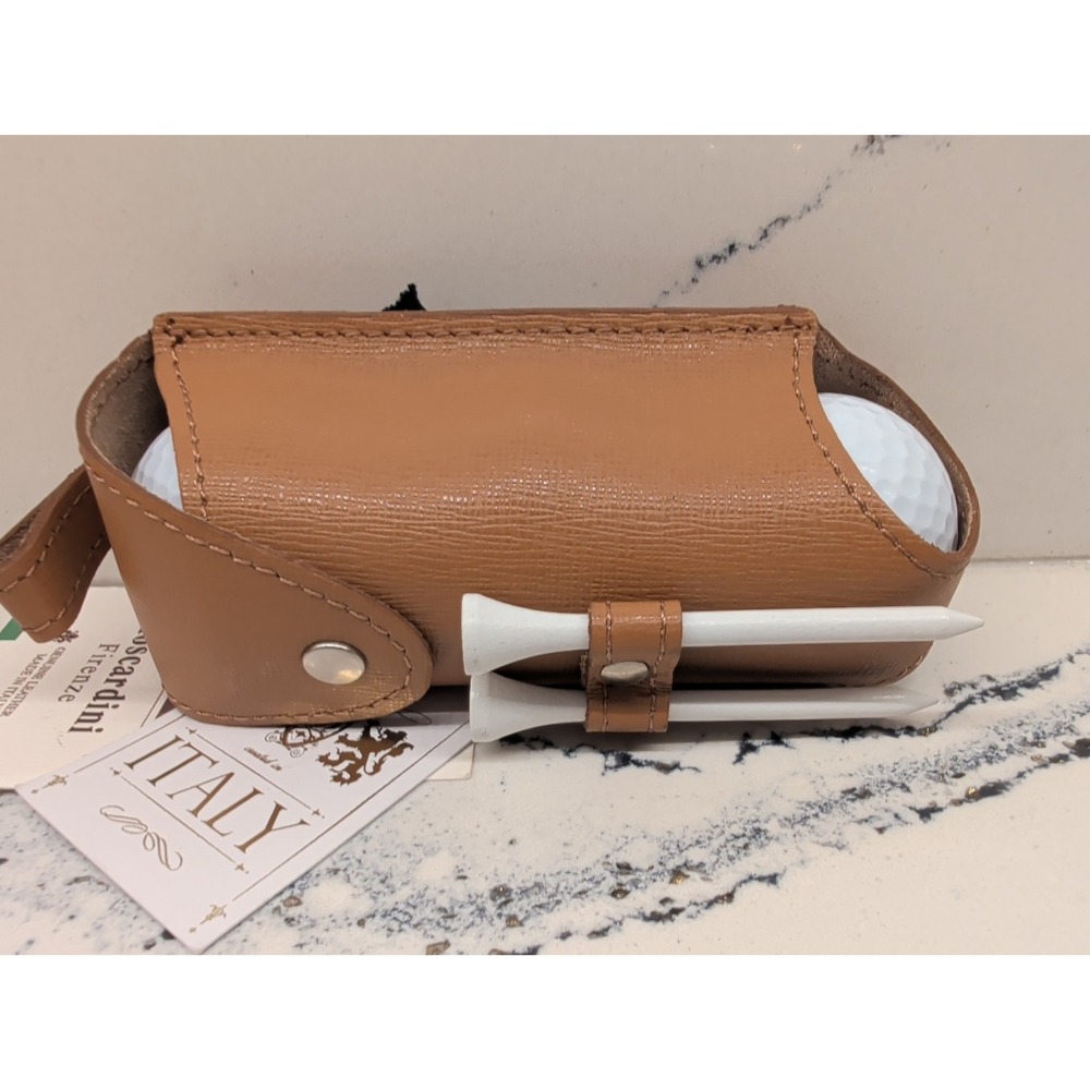 Moscardini Firenze Italy Genuine Leather Carrying Case Golf Ball & Golf Tees NEW - Picture 5 of 5